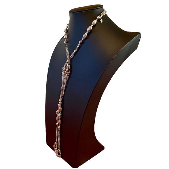 Sarah Coventry Triple Silver Toned Long Chain Lariat. - Picture 3 of 6